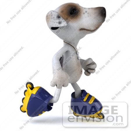 #48280 Royalty-Free (RF) Illustration Of A 3d Jack Russell Terrier Dog Mascot Roller Blading - Pose 5 by Julos