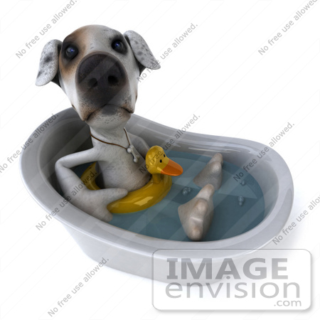 #48282 Royalty-Free (RF) Illustration Of A 3d Jack Russell Terrier Dog Mascot Bathing - Pose 2 by Julos