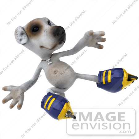 #48287 Royalty-Free (RF) Illustration Of A 3d Jack Russell Terrier Dog Mascot Roller Blading - Pose 6 by Julos