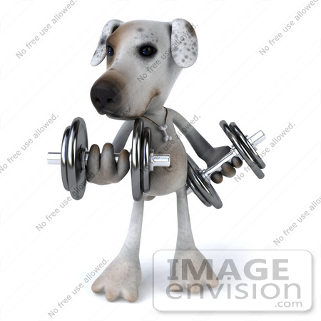 #48289 Royalty-Free (RF) Illustration Of A 3d Jack Russell Terrier Dog Mascot Lifting Weights by Julos
