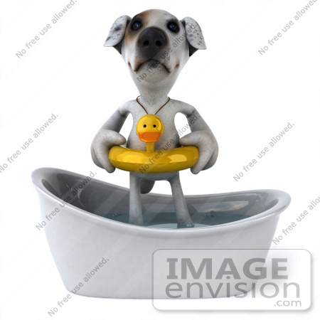 #48291 Royalty-Free (RF) Illustration Of A 3d Jack Russell Terrier Dog Mascot Bathing - Pose 1 by Julos
