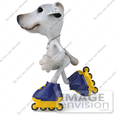 #48292 Royalty-Free (RF) Illustration Of A 3d Jack Russell Terrier Dog Mascot Roller Blading - Pose 4 by Julos