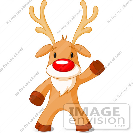 #48382 Clip Art Illustration Of A Cute Rudolph Standing And Waving by pushkin