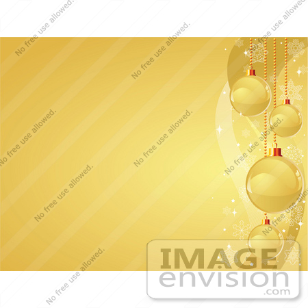 #48398 Clip Art Illustration Of A Border Of Golden Xmas Bulbs And Sparkly Waves On Gold by pushkin