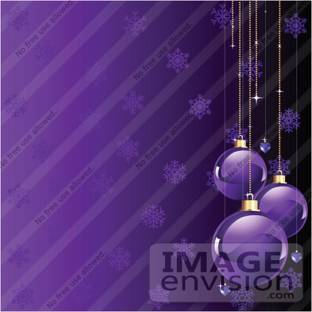 #48403 Clip Art Illustration Of A Purple Snowflake Background With Shiny Xmas Baubles by pushkin