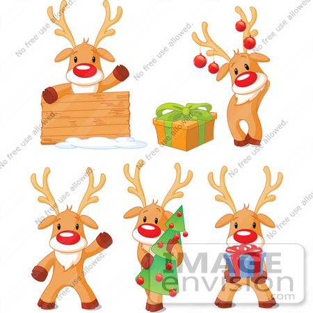 #48520 Clip Art Illustration Of A Digital Collage Of Cute Rudolph Poses by pushkin