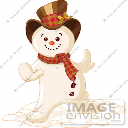 #48526 Clip Art Illustration Of A Happy Dancing Snowman by pushkin