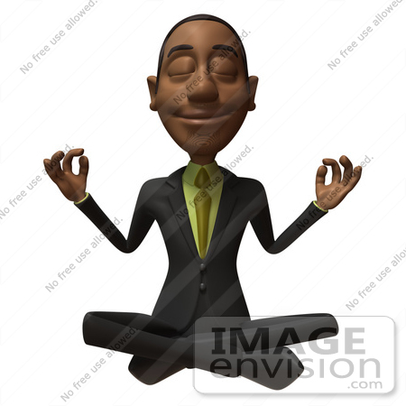 #48583 Royalty-Free (RF) 3d Illustration Of A Black Businessman Mascot Meditating - Version 2 by Julos