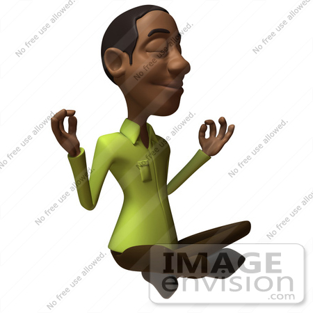 #48649 Royalty-Free (RF) Illustration Of A 3d Black Man Mascot Meditating - Version 1 by Julos
