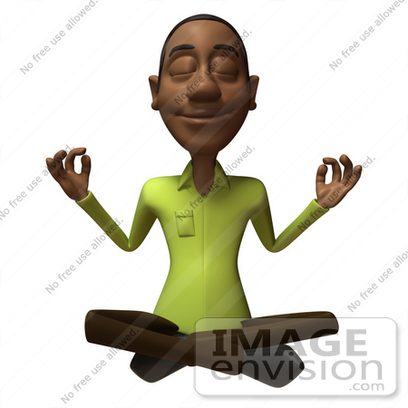 #48650 Royalty-Free (RF) Illustration Of A 3d Black Man Mascot Meditating - Version 2 by Julos