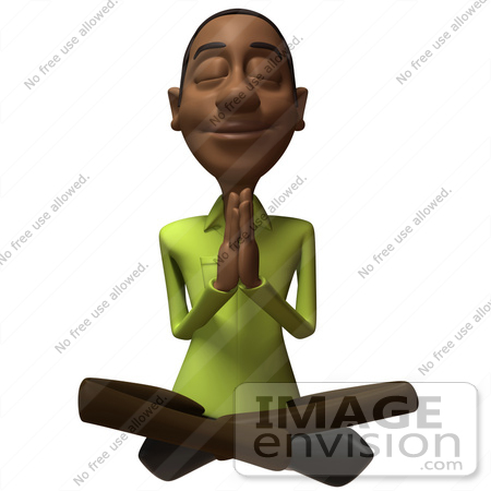 #48651 Royalty-Free (RF) Illustration Of A 3d Black Man Mascot Meditating - Version 3 by Julos