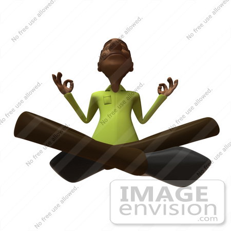 #48652 Royalty-Free (RF) Illustration Of A 3d Black Man Mascot Meditating - Version 4 by Julos