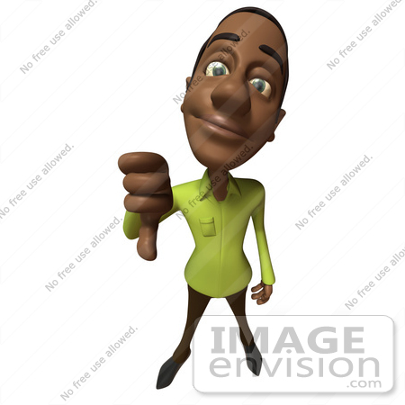 #48653 Royalty-Free (RF) Illustration Of A 3d Black Man Mascot Giving The Thumbs Down by Julos