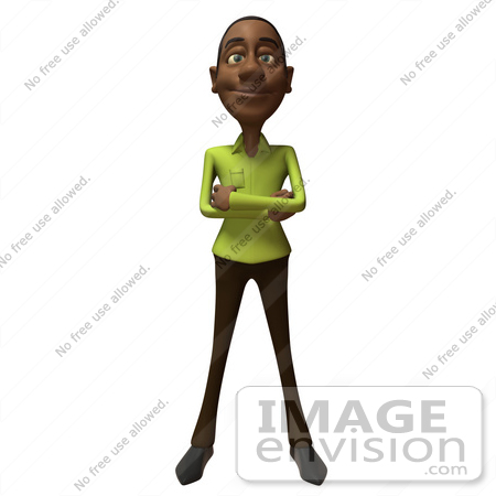 #48694 Royalty-Free (RF) Illustration Of A 3d Black Man Mascot Standing And Facing Front by Julos