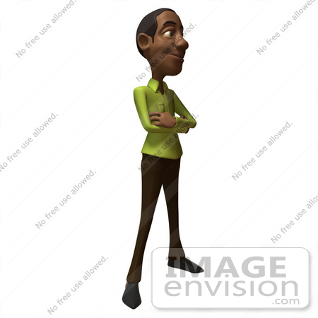 #48696 Royalty-Free (RF) Illustration Of A 3d Black Man Mascot Standing And Facing Right by Julos