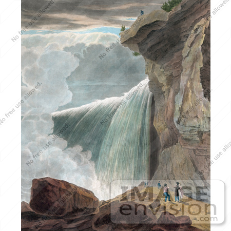 #48794 Royalty-Free Stock Illustration Of A Man At The Ledge Of A Cliff, Looking Down At Other People At Niagara Falls by JVPD