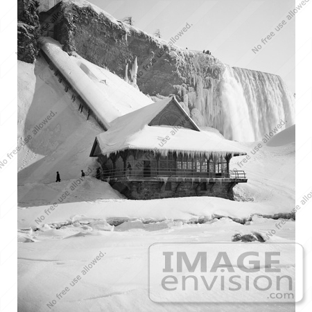 #48819 Royalty-Free Stock Photo Of A Station At Foot Of Incline At The American Falls, In The Winter, Niagara Falls by JVPD