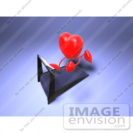 #48824 Royalty-Free (RF) Illustration Of A 3d Red Love Heart Mascot Running On A Treadmill - Version 3 by Julos