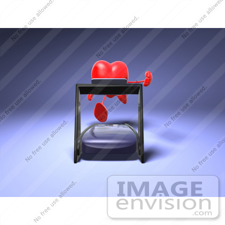 #48825 Royalty-Free (RF) Illustration Of A 3d Red Love Heart Mascot Running On A Treadmill - Version 1 by Julos