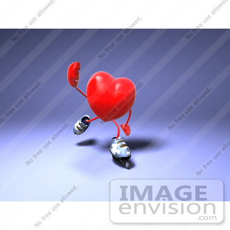 #48835 Royalty-Free (RF) Illustration Of A 3d Red Love Heart Mascot Inline Skating - Version 2 by Julos