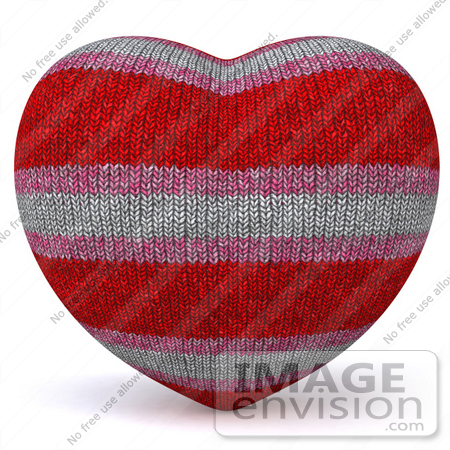 #48842 Royalty-Free (RF) Illustration Of A 3d Fabric Striped Love Heart by Julos