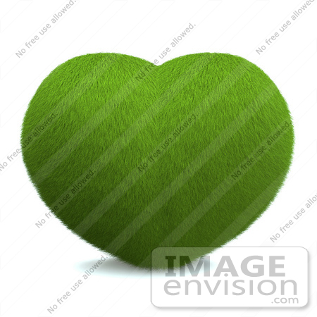 #48843 Royalty-Free (RF) Illustration Of A 3d Grassy Green Love Heart by Julos