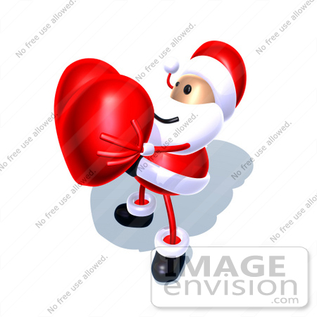 #48853 Royalty-Free (RF) Illustration Of A 3d Santa Claus Mascot Holding A Red Love Heart - Version 4 by Julos