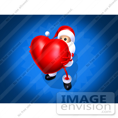 #48865 Royalty-Free (RF) Illustration Of A 3d Santa Claus Mascot Holding A Red Love Heart - Version 1 by Julos