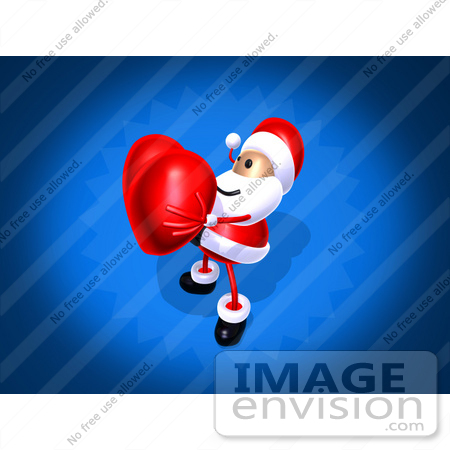 #48866 Royalty-Free (RF) Illustration Of A 3d Santa Claus Mascot Holding A Red Love Heart - Version 2 by Julos
