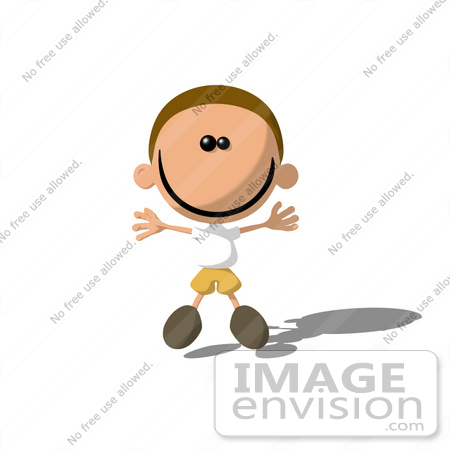 #48872 Royalty-Free (RF) Illustration Of A Happy Boy Holding His Arms Out, Jumping And Smiling by Julos