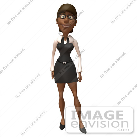 #48890 Royalty-Free (RF) Illustration Of A 3d Black Businesswoman Standing And Facing Front by Julos