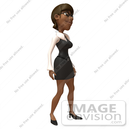 #48891 Royalty-Free (RF) Illustration Of A 3d Black Businesswoman Standing And Facing Right by Julos