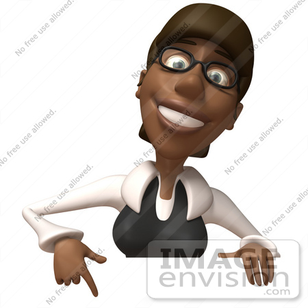 #48899 Royalty-Free (RF) Illustration Of A 3d Black Businesswoman Holding A Blank Sign - Pose 2 by Julos