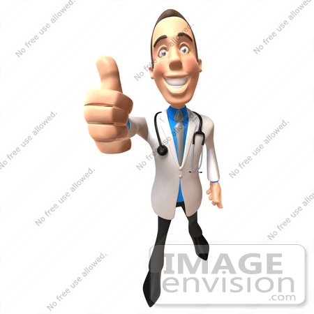 #48906 Royalty-Free (RF) Illustration Of A 3d White Male Doctor Giving The Thumbs Up - Version 3 by Julos