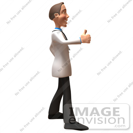 #48907 Royalty-Free (RF) Illustration Of A 3d White Male Doctor Giving The Thumbs Up - Version 2 by Julos