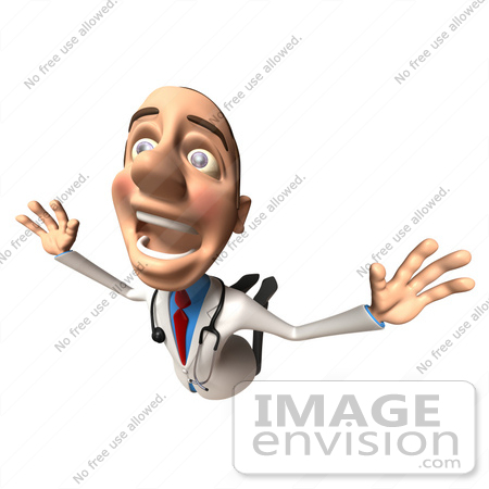 #48913 Royalty-Free (RF) Illustration Of A 3d White Male Doctor Flying - Version 1 by Julos