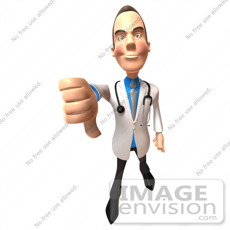 #48930 Royalty-Free (RF) Illustration of a 3d White Male Doctor Giving The Thumbs Down by Julos