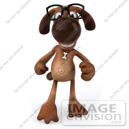 #49254 Royalty-Free (RF) Illustration Of A 3d Brown Dog Mascot Wearing Glasses And Walking Forward by Julos