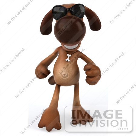 #49258 Royalty-Free (RF) Illustration Of A 3d Brown Dog Mascot Wearing Shades And Walking Forward by Julos