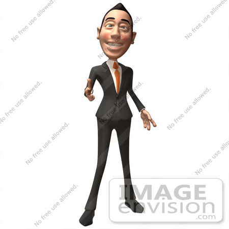 #49344 Royalty-Free (RF) Illustration Of A 3d Asian Businessman Pointing His Fingers Like A Gun - Version 1 by Julos