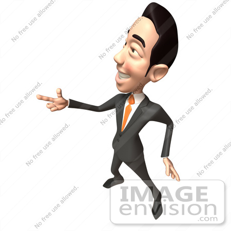 #49346 Royalty-Free (RF) Illustration Of A 3d Asian Businessman Pointing His Fingers Like A Gun - Version 5 by Julos