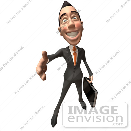 #49348 Royalty-Free (RF) Illustration Of A 3d White Businessman Holding His Hand Out To Shake - Version 3 by Julos