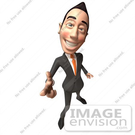 #49351 Royalty-Free (RF) Illustration Of A 3d Asian Businessman Pointing His Fingers Like A Gun - Version 4 by Julos