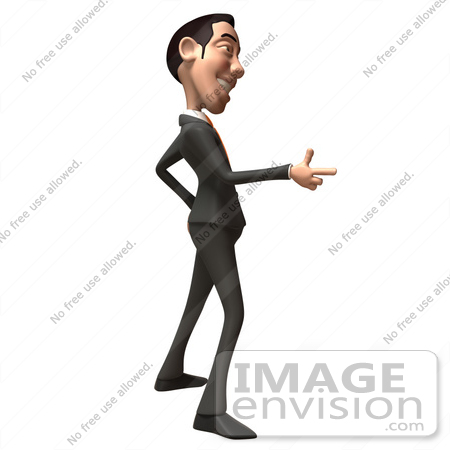 #49352 Royalty-Free (RF) Illustration Of A 3d Asian Businessman Pointing His Fingers Like A Gun - Version 3 by Julos