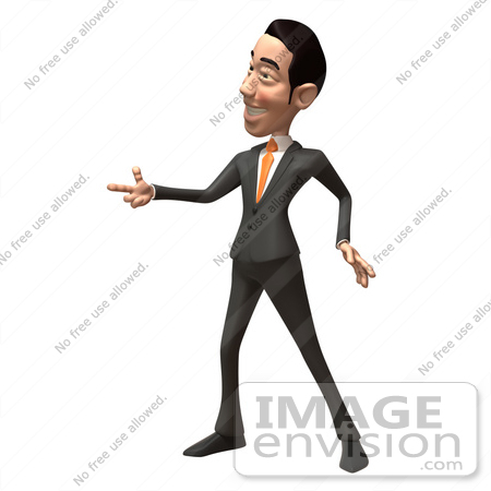 #49356 Royalty-Free (RF) Illustration Of A 3d Asian Businessman Pointing His Fingers Like A Gun - Version 2 by Julos
