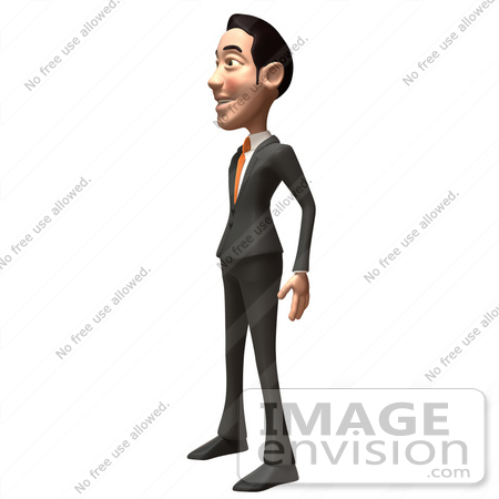 #49369 Royalty-Free (RF) Illustration Of A 3d Asian Businessman Standing And Facing Left by Julos
