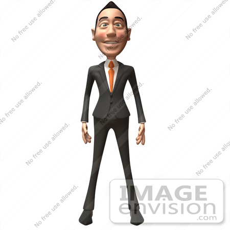#49370 Royalty-Free (RF) Illustration Of A 3d Asian Businessman Standing And Facing Front by Julos