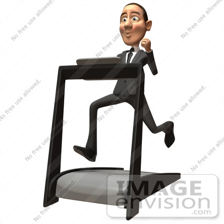 #49373 Royalty-Free (RF) Illustration Of A 3d White Corporate Businessman Running On A Treadmill - Version 2 by Julos