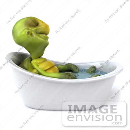 #49423 Royalty-Free (RF) Illustration Of A 3d Green Turtle Mascot Relaxing In A Bath Tub by Julos
