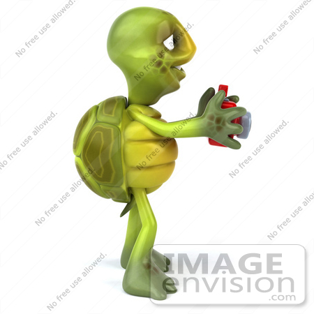 #49456 Royalty-Free (RF) Illustration Of A 3d Green Turtle Mascot Taking Pictures - Version 3 by Julos